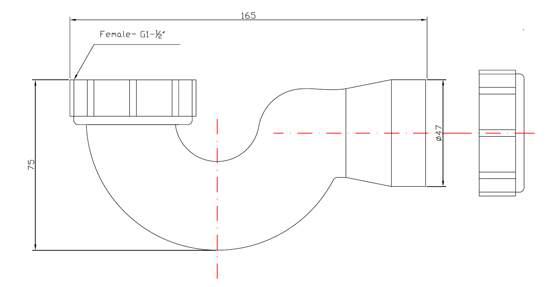 bathtub-p-trap-pt002w-drawing