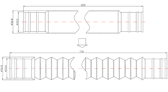 bathtub-p-trap-extension hose-pth001-drawing