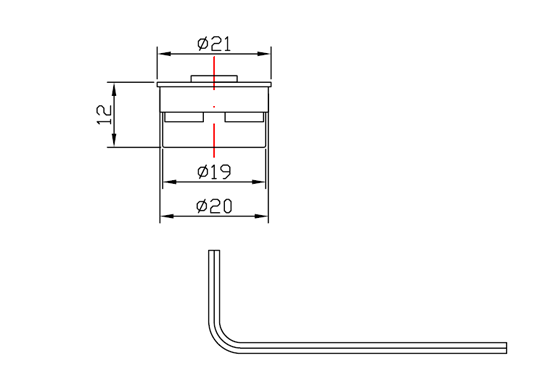 Brass aerator with stainless steel and plastic net piece drawing